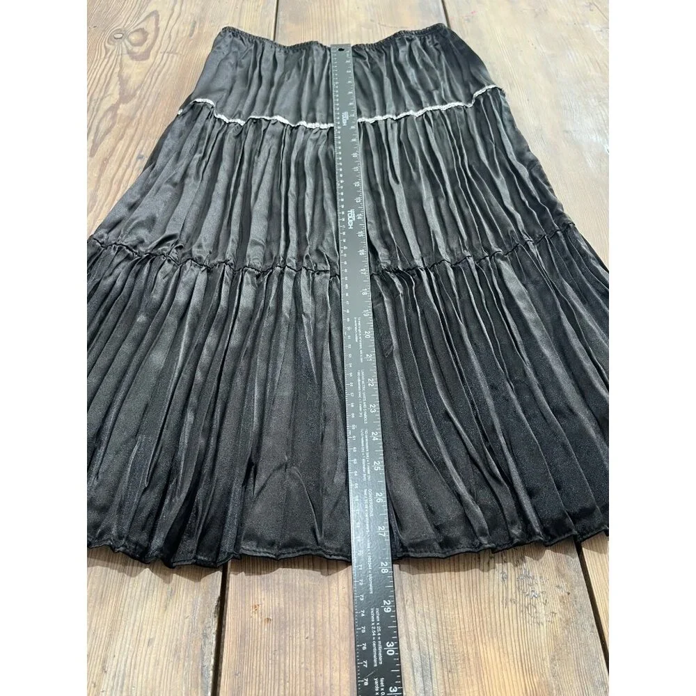 Y2K My Michelle Midi Broomstick Skirt Juniors M Black Satin with Sequin Detail